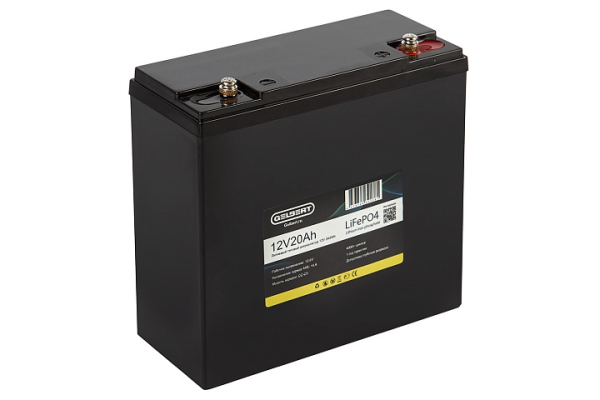 Литиевый тяговый аккумулятор Gelbert LiFePO4 (12V/20Ah/20A/240Wh)