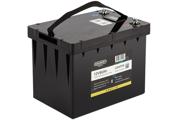 Литиевый тяговый аккумулятор Gelbert LiFePO4 (12V/80Ah/80А/600Wh) BT/Display